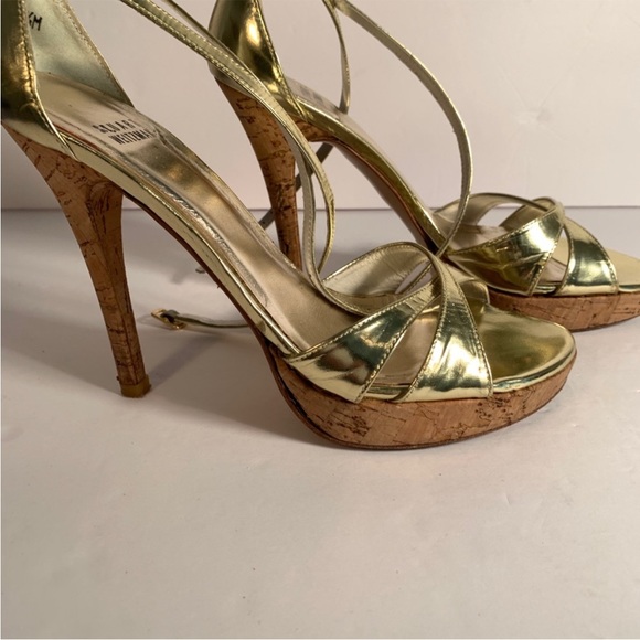 Stuart Weitzman gold cork platform sandals size 6 1/2 - Picture 4 of 6